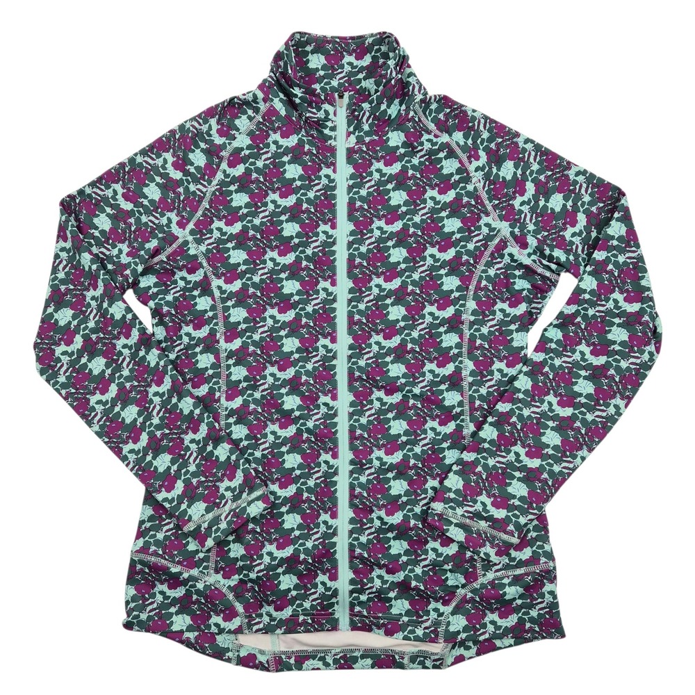 Peter Millar Womens L Floral Full Zip UPF 50+ Sun Protection Jacket Purple Green